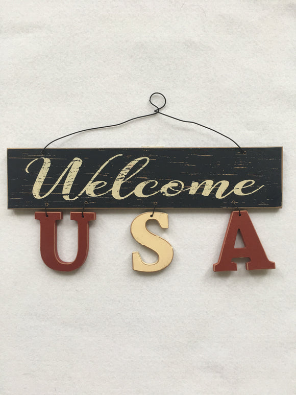 Patriotic Welcome USA Wall Hanging
