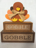 Harvest Turkey Gobble Gobble Block Sitter