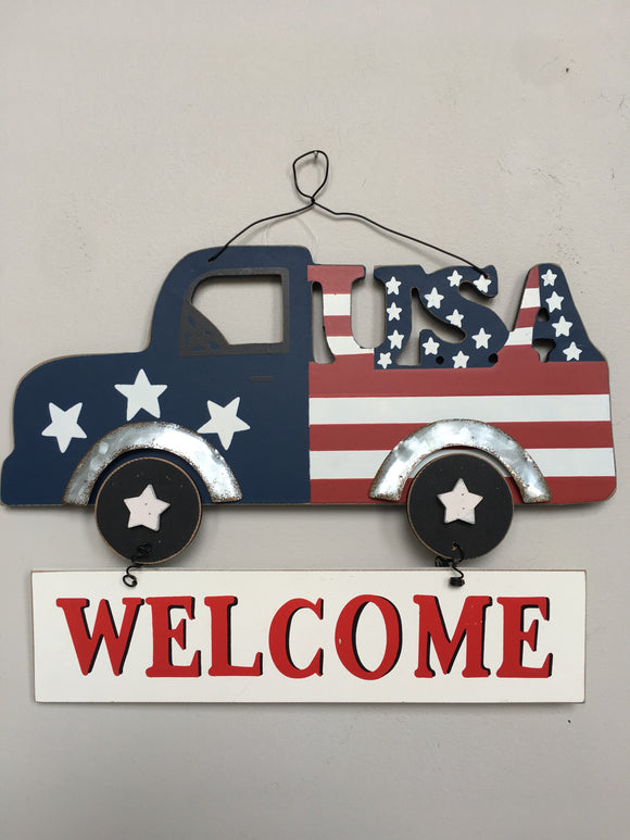 Patriotic USA Welcome Truck Wall Hanging