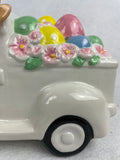 Easter Bunny Driving Truck Delivering Eggs Light Up Ceramic Display