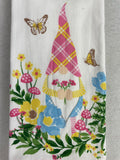 Easter Gnome Holding Spring Flowers 100% Cotton Kitchen Towels