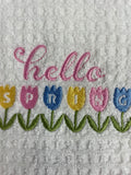 Easter Hello Spring 100% Cotton Set of Two Kitchen Towels