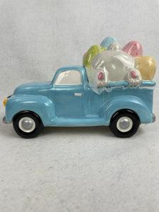 Easter Bunny Catching a Ride Ceramic Jar
