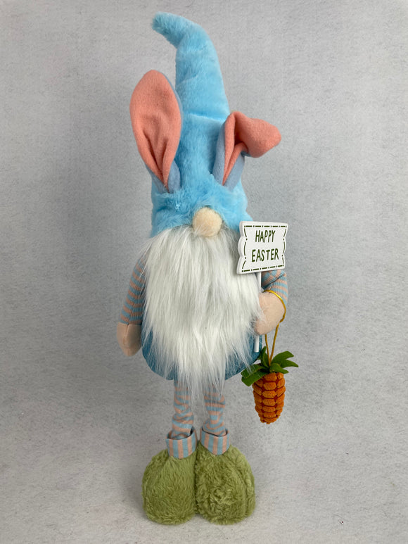Easter Stand Up Gnome Holding Happy Easter Sign and Carrot