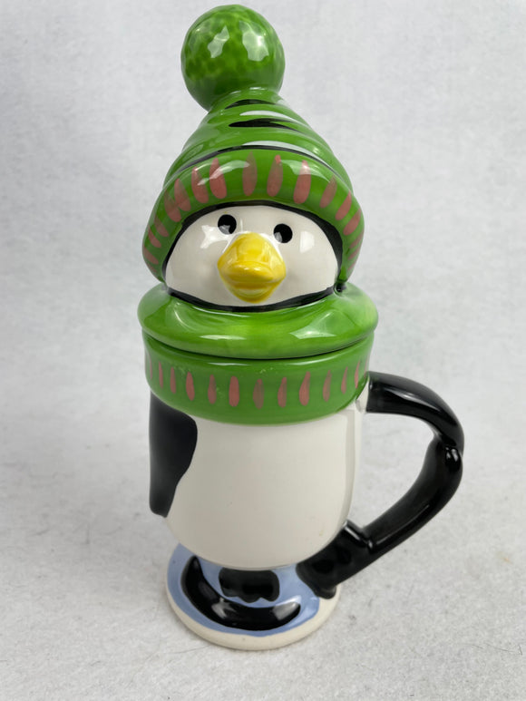 Christmas 2006 Pfaltzgraff Penguin Skate Covered Mug