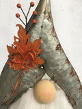 Harvest Metal Gnome Holding Sunflower or Banner