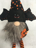 Halloween Gnome Wearing Bat Hat and Holding Pumpkin