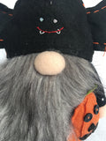 Halloween Gnome Wearing Bat Hat and Holding Pumpkin