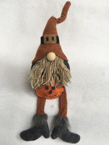Halloween or Harvest Gnome Holding a Pumpkin