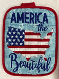 Patriotic 2021 America the Beautiful Kitchen Towel Pot Holder or Oven Mitt