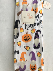 Halloween Dressed Gnomes, Pumpkins and Candy Corn Blanket Throw