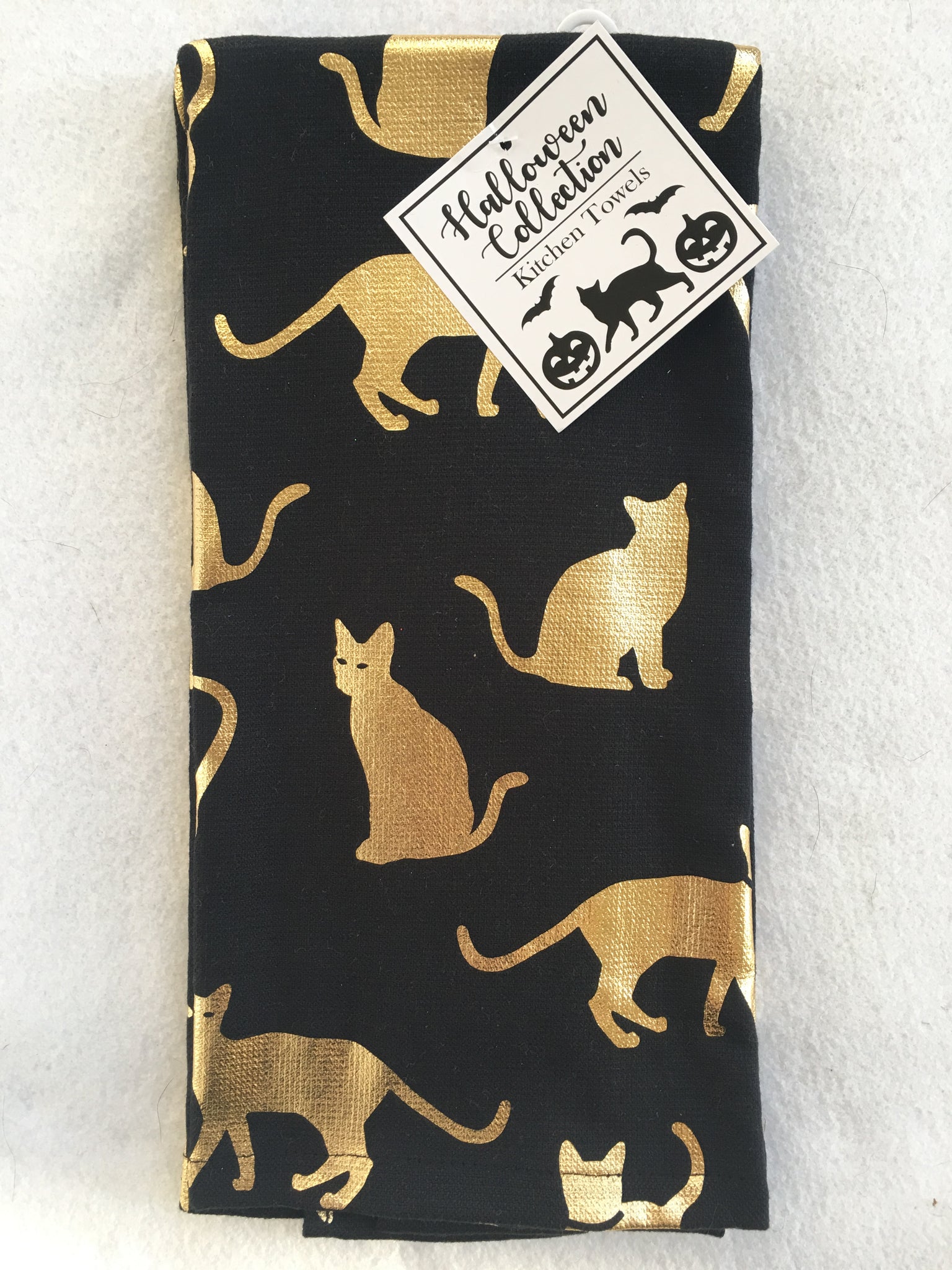 Halloween Gold Metallic Cats Set of 2 Kitchen Towels – CrazeAbout