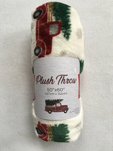 Christmas Red Truck Velvet Plush Blanket Throw