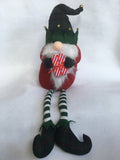 Christmas Plush Holiday Dressed Santa Gnome with Mustache and Beard Holding Present