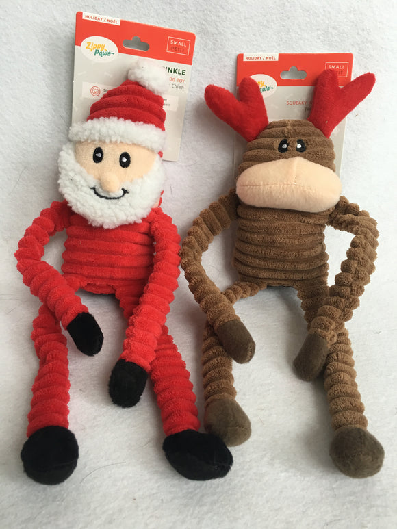 Christmas Santa or Reindeer Crinkle and Squeaky Dog Toy