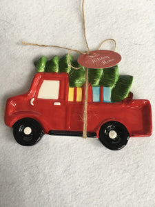 Christmas Red Truck Carrying Tree With Presents Spoon Rest