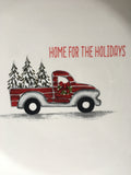 Christmas Red Truck Carrying Multiple Trees Ceramic Dish With Handles