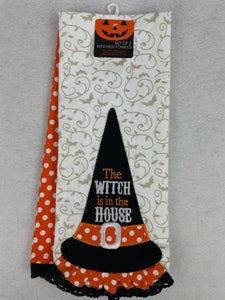 Halloween The Witch is in the House 100% Cotton Set of Two Kitchen Towels