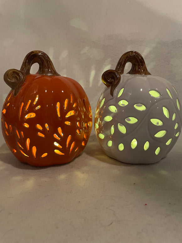 Harvest Light up Ceramic Pumpkin