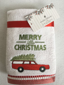 Christmas Merry Christmas Car Carrying Tree Set of Two Hand Towels