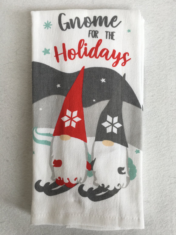 Christmas Santa Gnome For The Holidays 100% Cotton Kitchen Towels