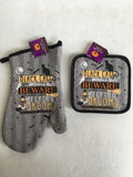 Halloween Black Cats and Witches Hats Oven Mitt or Pot Holder