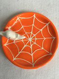 Halloween Ghost and Spider Web Ring Dish