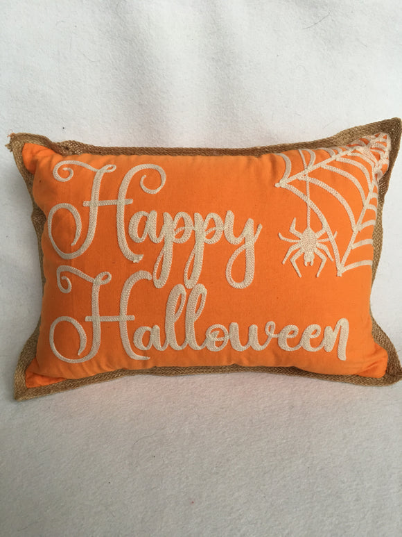 Halloween Rectangular Raised Lettering Happy Halloween Pillow