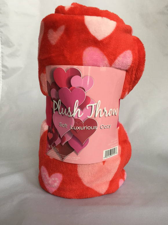 Valentine Polka Dot Heart Plush Throw Blanket