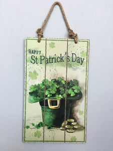 Saint Patrick's Day Leprechaun Hat with Shamrocks & Gold Coins sign