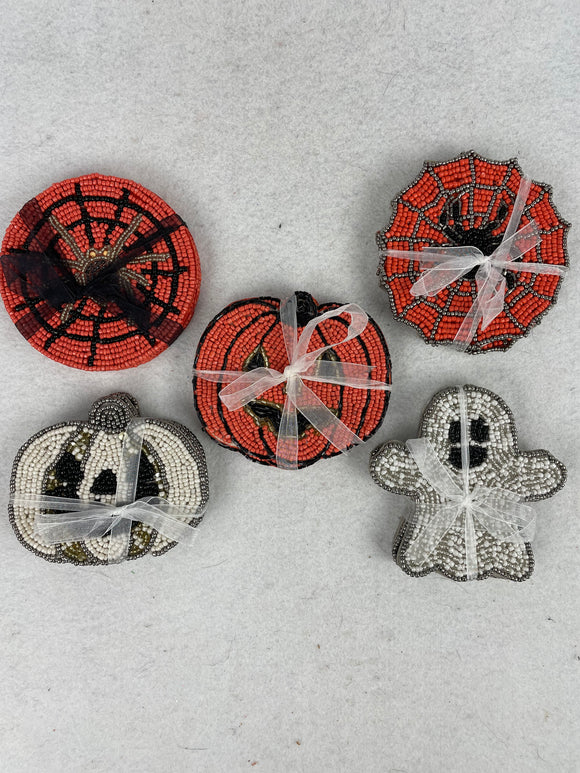 Halloween Hand Beaded Set of 4 Coaster Set