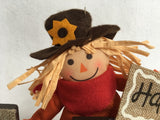 Harvest Wooden Block Sitter With Scarecrow
