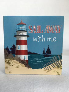 Beach Nautical Sail Away Block Sitter