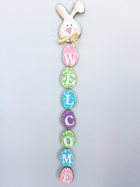 Easter Bunny and Egg Welcome Wall Hanger