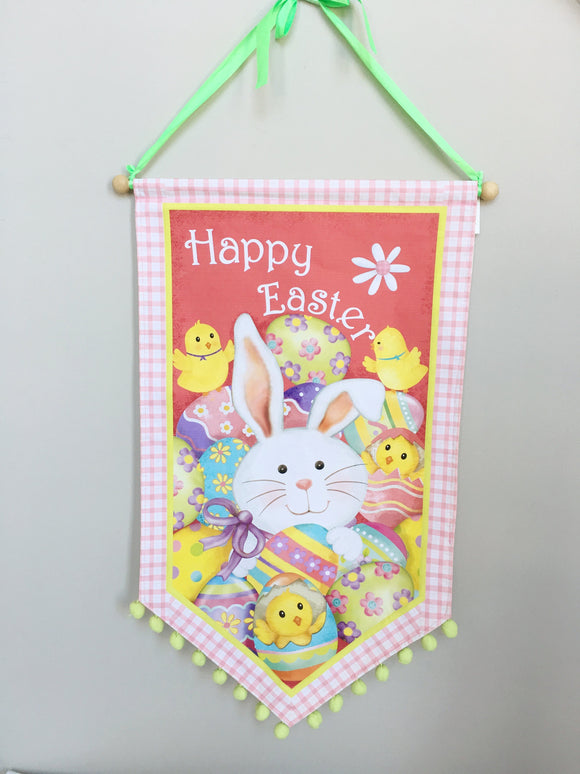 Easter Bunny with Chicks Dowel Rod Hanger