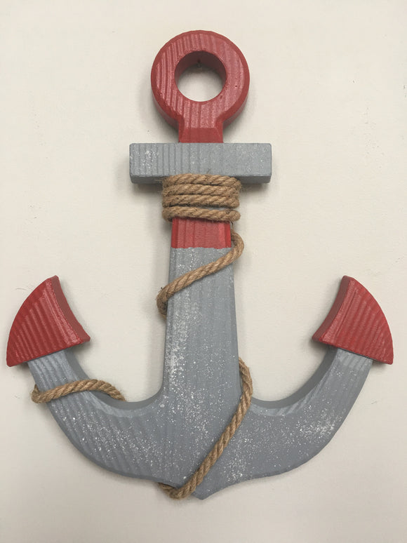 Beach Nautical Grey Anchor with Red or Blue Trim