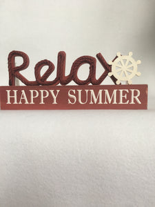 Beach Nautical Relax Happy Summer Block Sitter