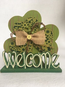 Saint Patrick's Day Shamrock Welcome Block Sitter