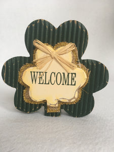 Saint Patrick's Day Small Welcome Shamrock Block Sitter