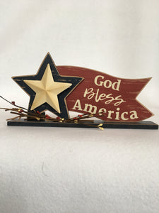 Patriotic God Bless America with Star Block Sitter
