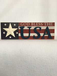 Patriotic God Bless The USA Block Sitter