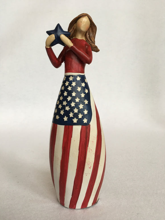 Patriotic Woman Holding Star