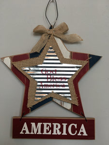 Patriotic 3 Star God Bless America Sign