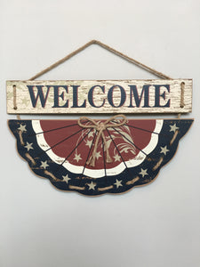 Patriotic Welcome Bunting Flag Sign