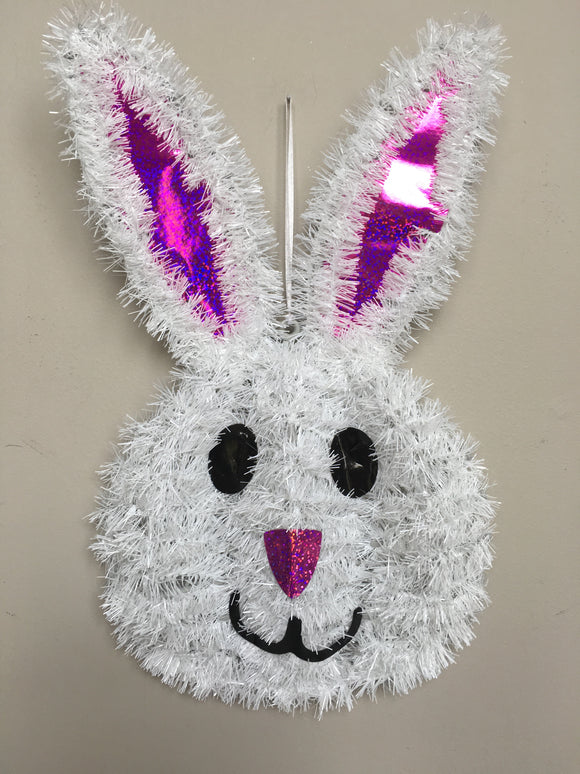 Easter Tinsel Bunny Face Wall Hanging