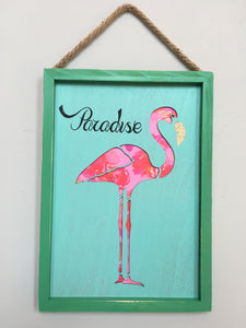 Beach Paradise Flamingo Sign