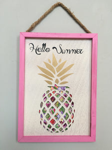 Beach Hello Summer Pineapple Sign