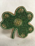 Saint Patrick’s Day Beads And Sequin Shamrock Block Sitter