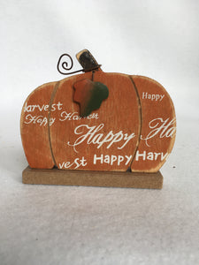 Harvest Small Wooden Pumpkin Happy Harvest Block Sittter