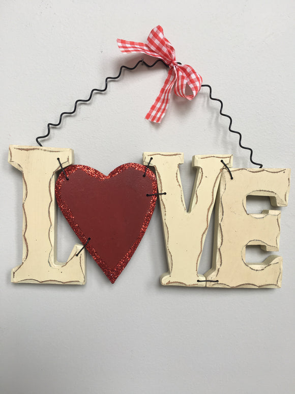 Valentine White Wooden Love Sign